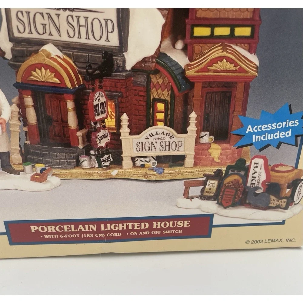 NOB LEMAX CADDINGTON VILLAGE Sign Shop 2003 Christmas Retired 35884M Light Cord